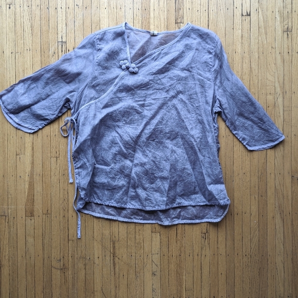 Lavender Linen Blouse - Picture 1 of 3